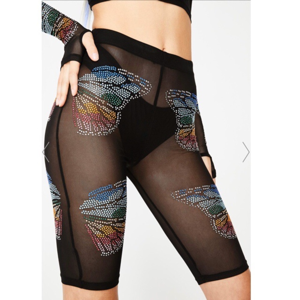 DOLLS KILL | Butterfly Matrix Sheer Biker Shorts